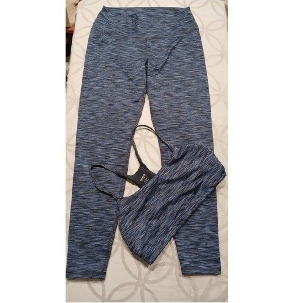 Old Navy Active Blue Space Dye Leggings and Sports Bra Set Womens L